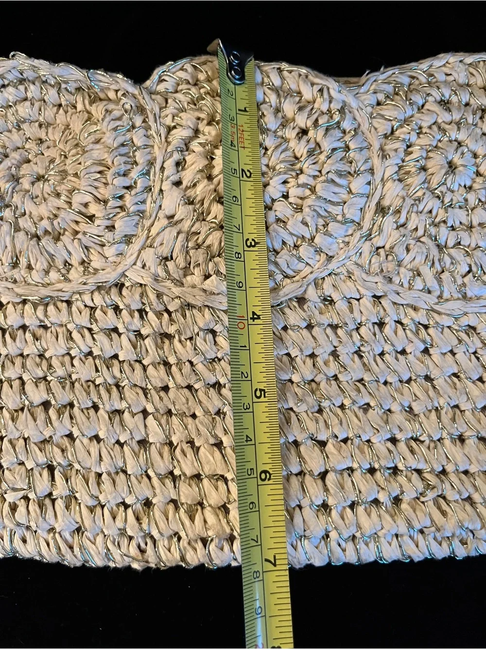 Talbots Straw Woven Clutch with Wristlet Strap & Gold Metallic Detail